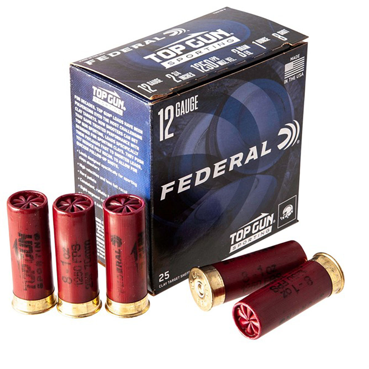 FEDERAL - TOP GUN SPORTING 12 GAUGE 2-3/4" #8 SHOT SHOTGUN AMMO - View 5