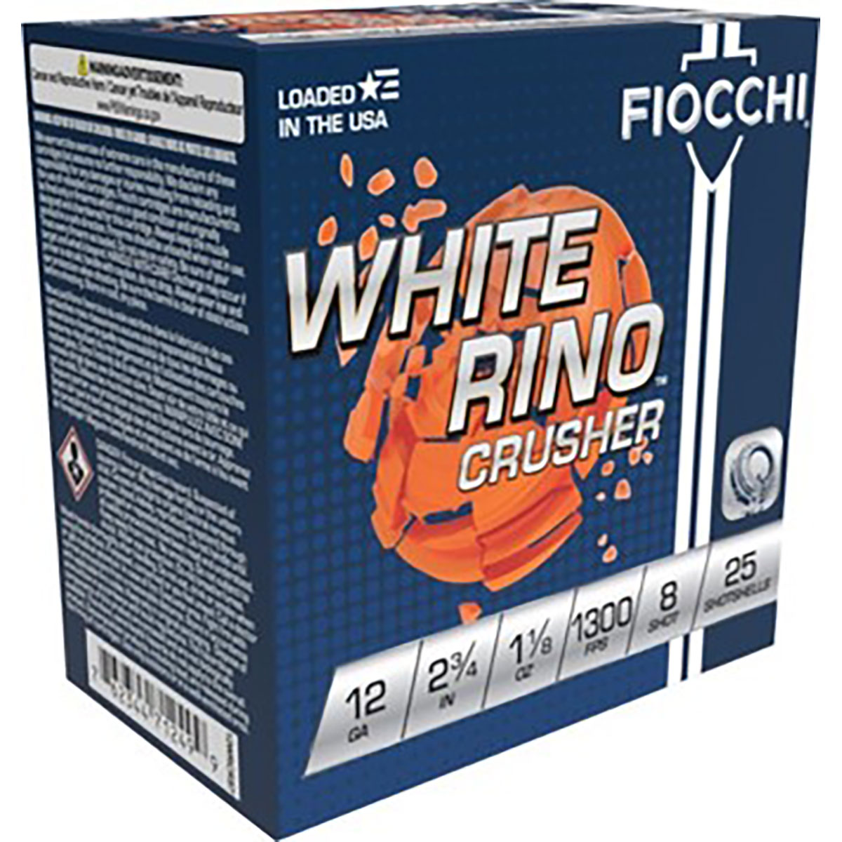 White Rino Crusher 12 Gauge 2-3/4" 1-1/8oz #8 25/Box