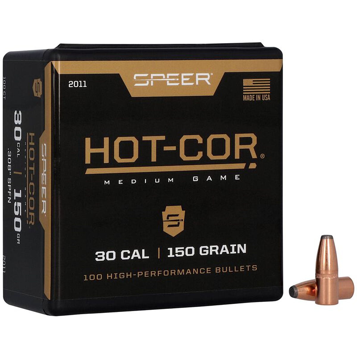 Hot-Cor 30 Caliber (0.308") 150gr Flat Nose 100/Box
