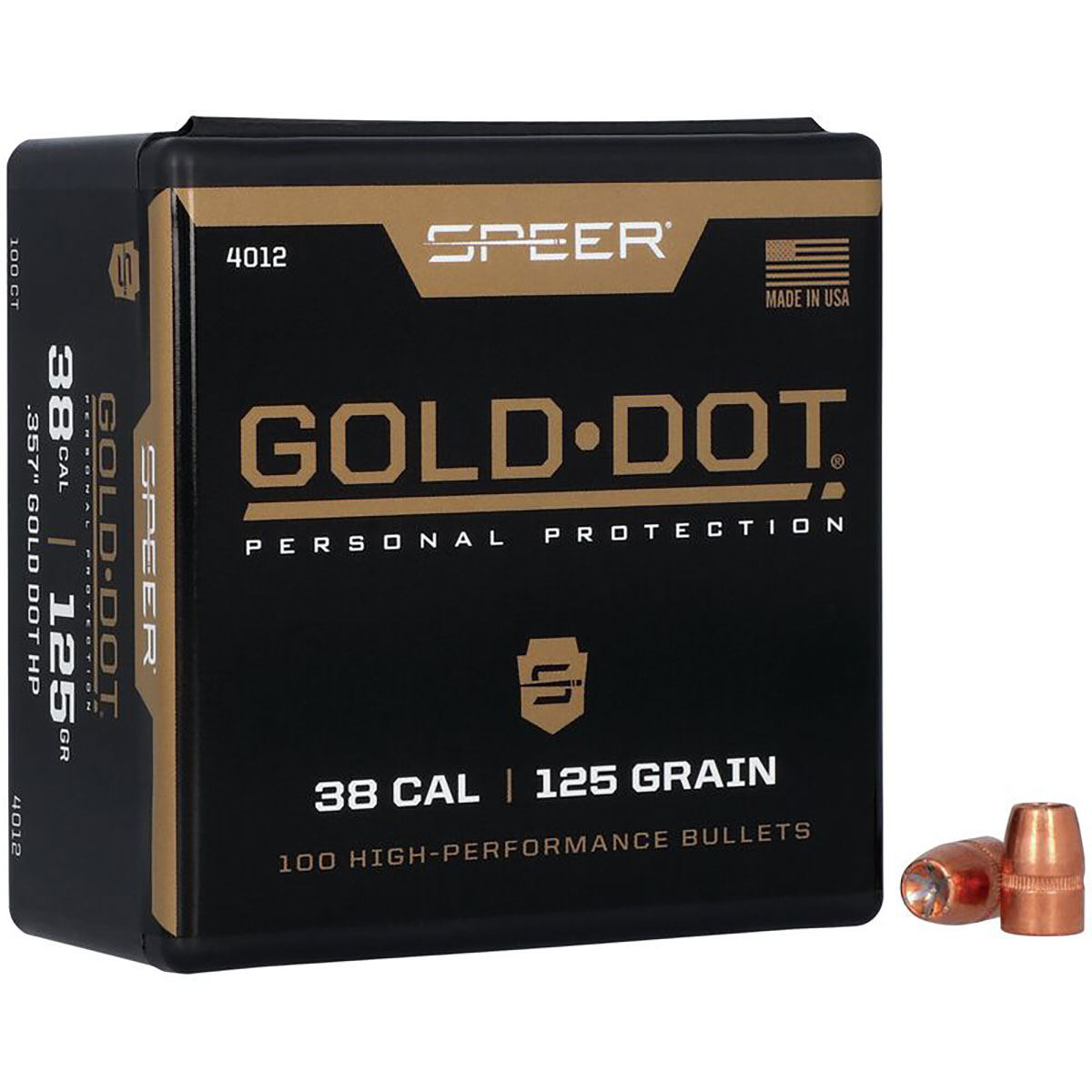 Gold Dot 38 Caliber (0.357") 125gr JHP 100/Box
