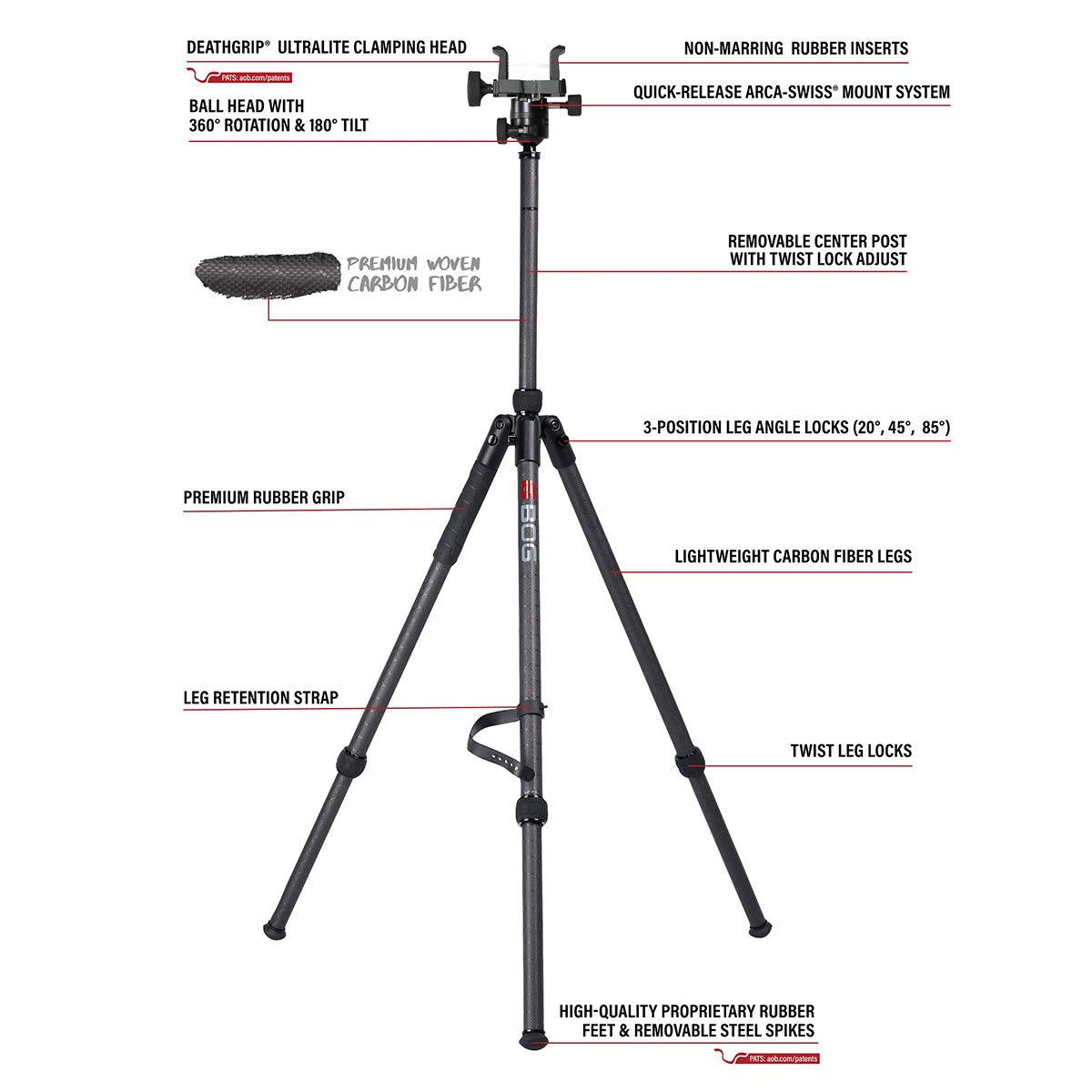 Deathgrip Sherpa Tripod Arca Swiss Mount Black - View 5