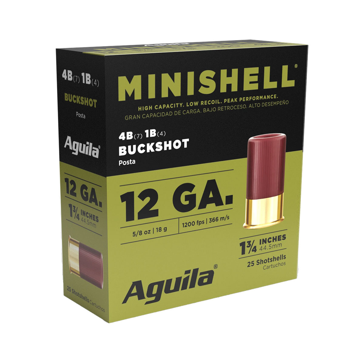 Minishell Buckshot 12 Gauge 1-3/4" 5/8oz #1 & #4 Shot 25/Box