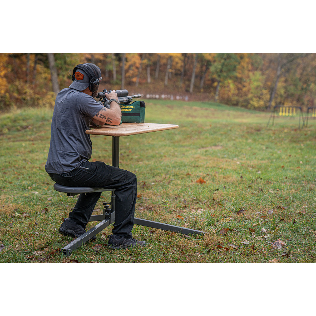 Stable Table BR Shooting Bench w/Red Oak Table & Steel Frame - View 4