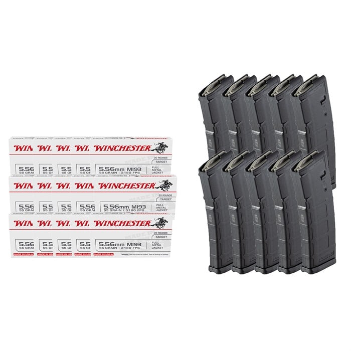 USA White Box 5.56mm 55gr FMJ 300RD & PMAG 30RD 10 Pack