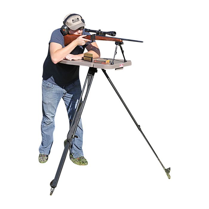 High-Low Shooting Table Adjustable Height Dark Earth
