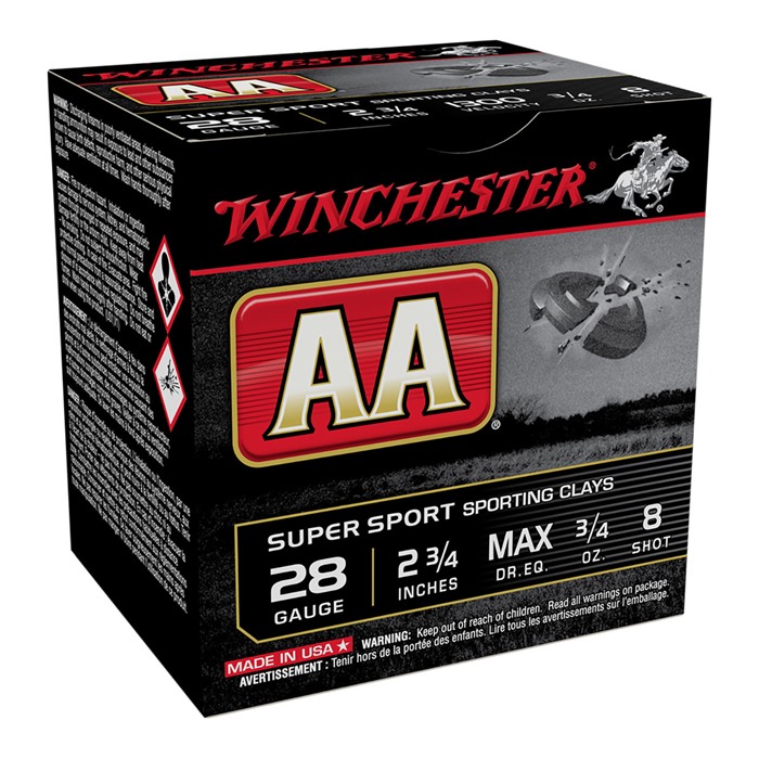 WINCHESTER - AA SPORTING CLAYS 28 GAUGE 2-3/4 #8 SHOT SHOTGUN AMMO